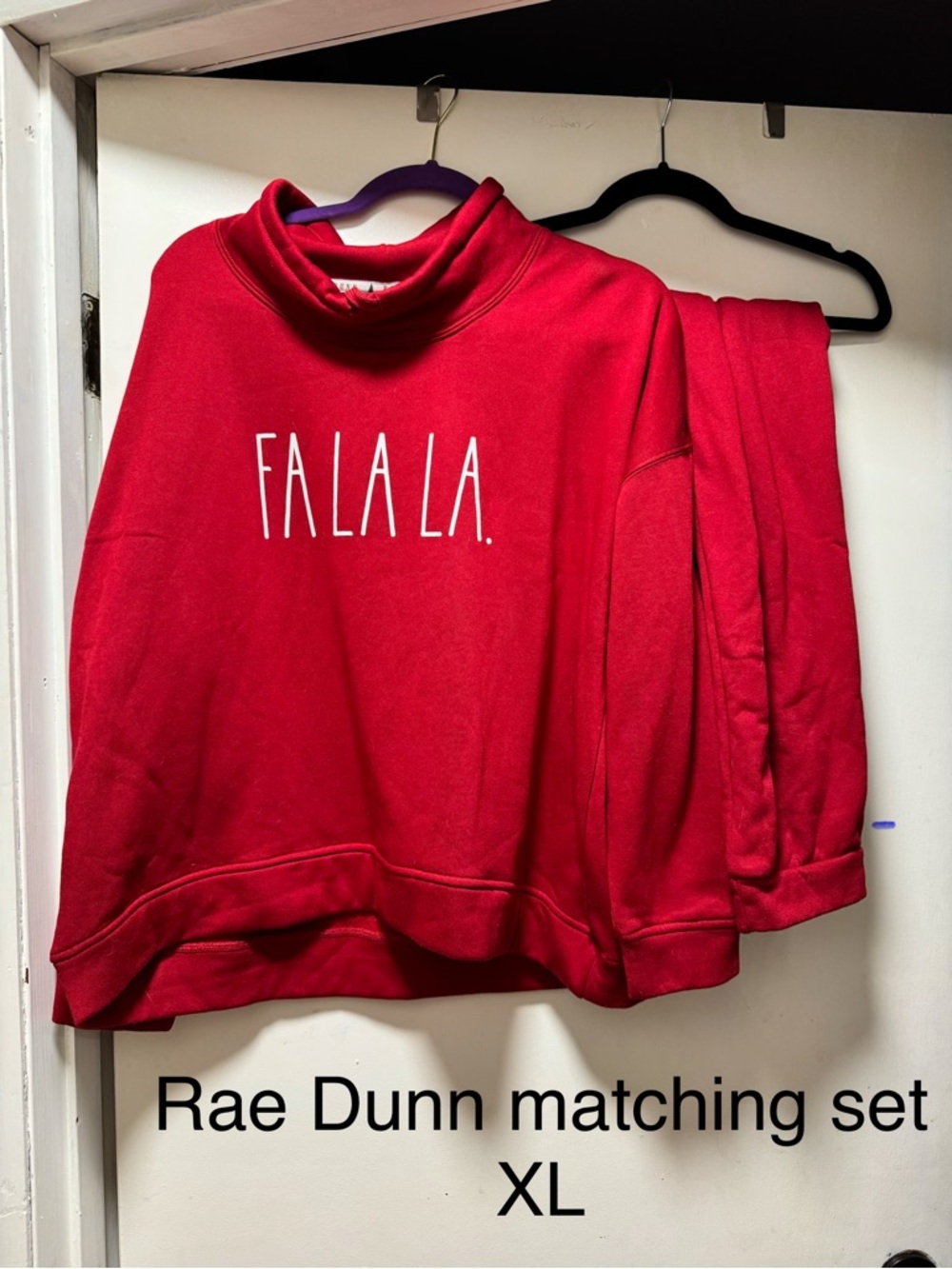 Rae Dunn Red FA LA LA. Sweatshirt and Pants Set. New never worn